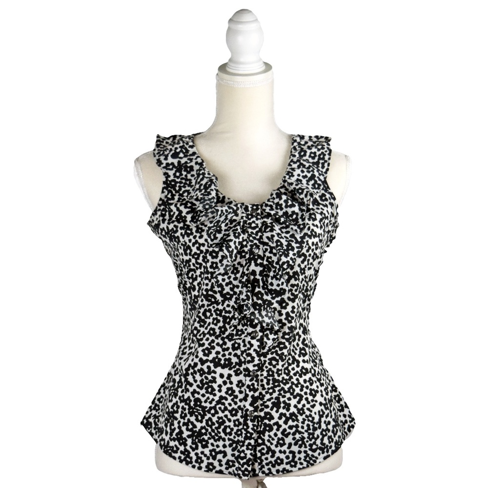 Banana Republic Womens Ruffle Animal Print Tank - Picture 1 of 8